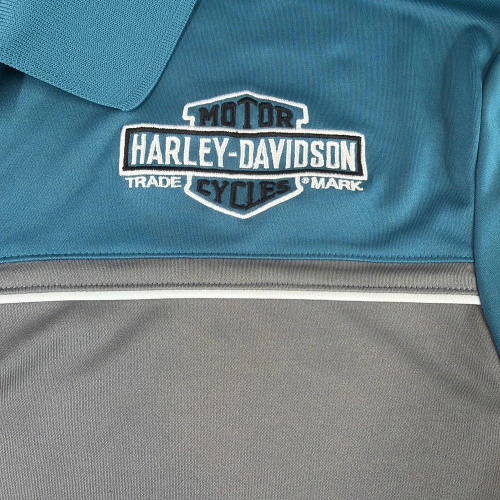 Harley Davidson Mens XXL Polo Shirt Blue Gray Indianapolis Southside Indiana